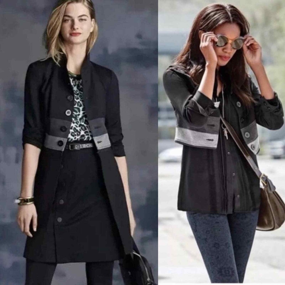 CAbi Convertible Jacket Style#3176 Black Cropped Length Duster